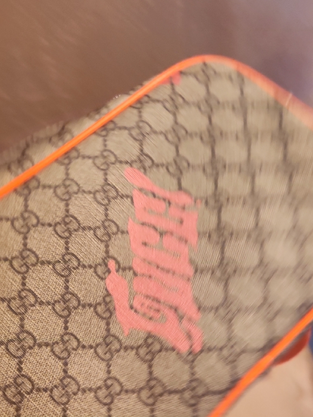 Inspired By Desiner Brown Supreme Crossbody with Orange Accents - Picture 14 of 16